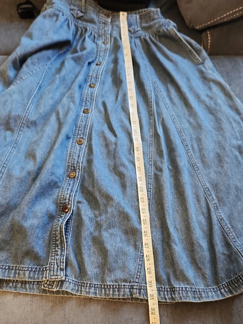 Chaus Sport Vintage Classic Button-Front Denim Skirt - Blue Midi/Maxi Size 8